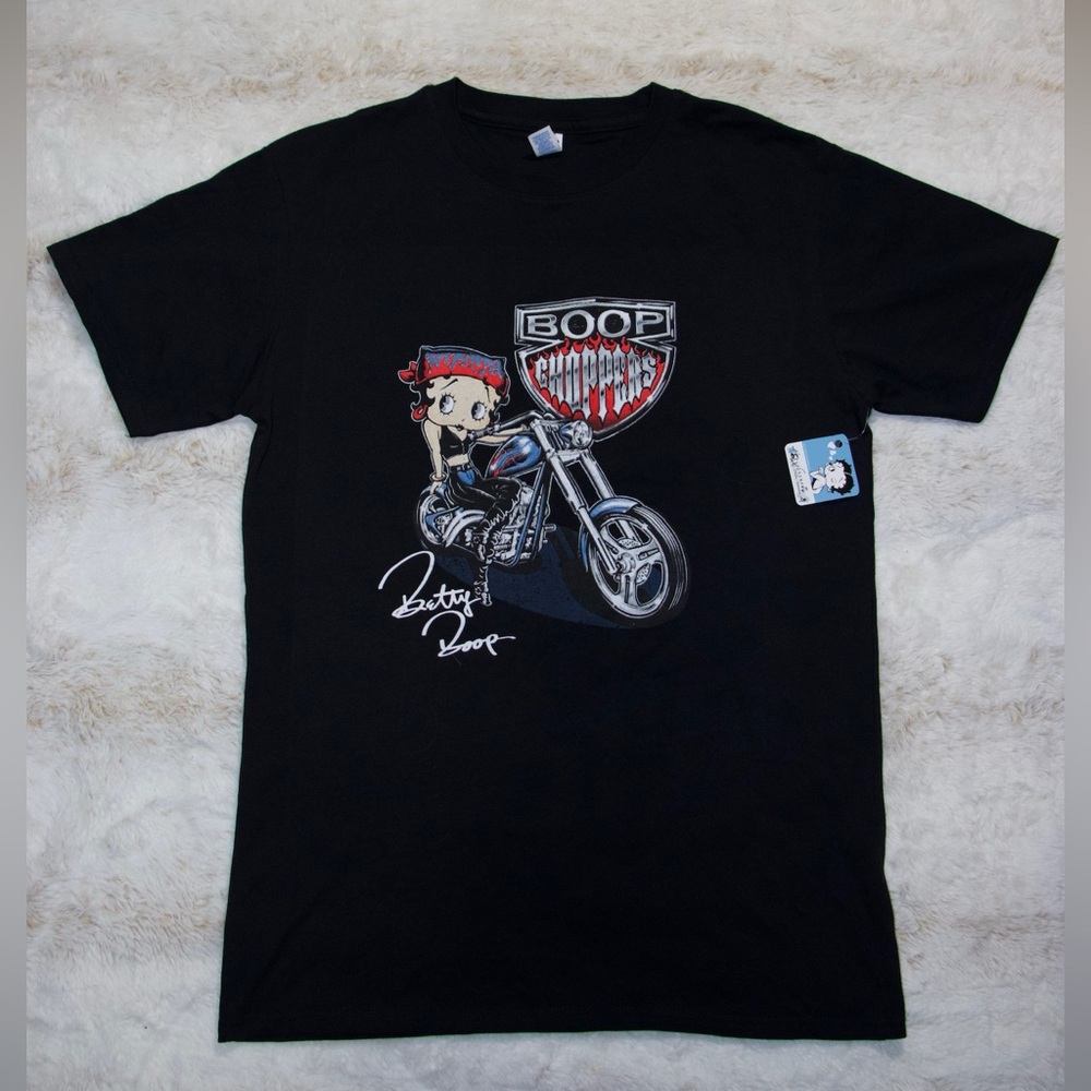 NWT Betty Boop Choppers Biker Graphic Tee Motorcycle Shirt Black Size M